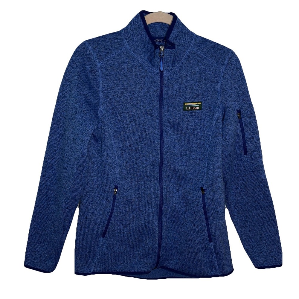 L.L. Bean Sweater Fleece‎ Full Zip Jacket Womens M Blue Outdoor Gorpcore